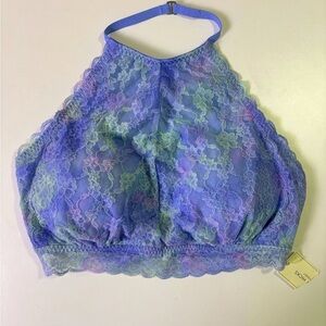 NWT Gilly Hicks Hollister Lavender & Mint Longline Halter  Bralette L